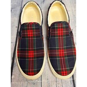 J Crew Factory Tartan Plaid Preppy Collegiate Slip-On Road Trip Sneakers 8.5